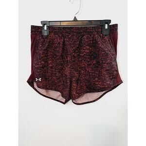 Under Armour Women's Heatgear Black Burgundy Short Run Shorts Size Medium